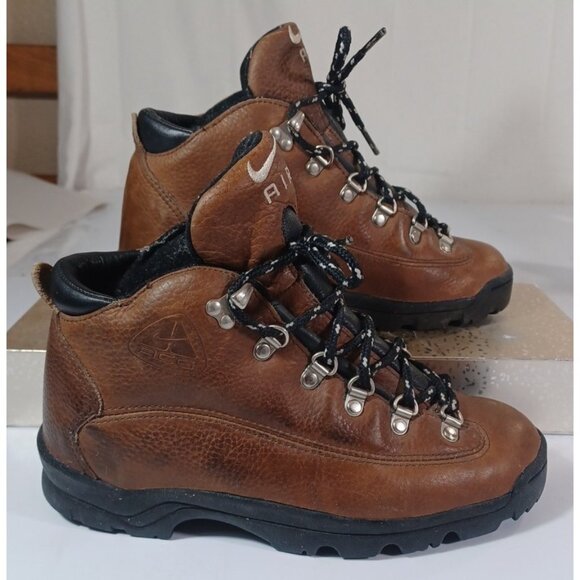 Nike ACG Boots Size 6 Men 7.5 Women Brown Leather Hiking Lace Up Vtg 90s  990608 - Picture 4 of 9